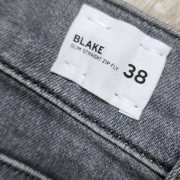 Hudson Blake Bronx Slim Straight Zip Fly Distressed Jeans Grey Men's Size 38 - Picture 5 of 9